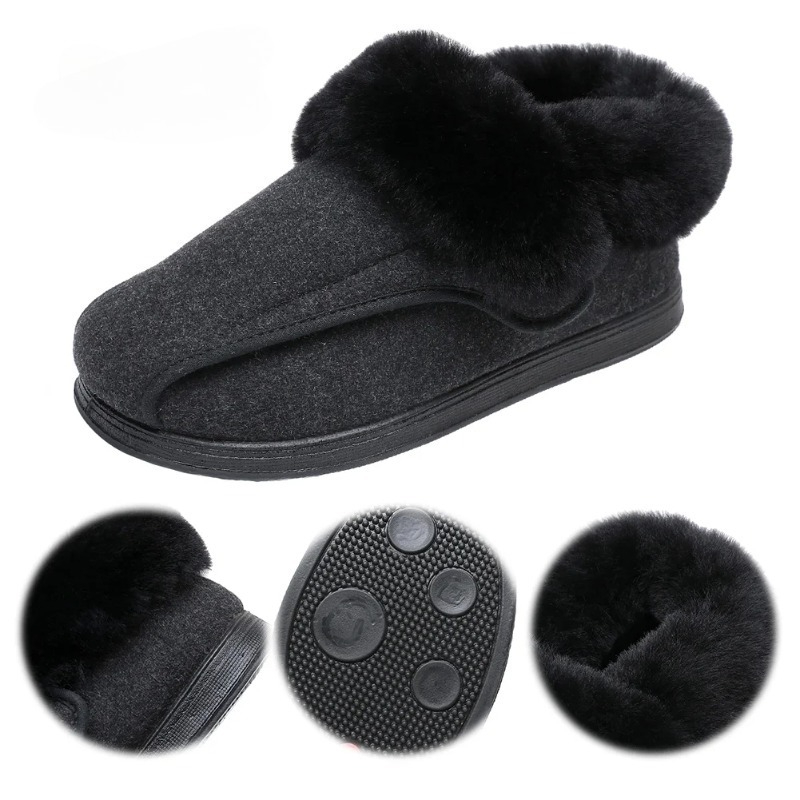 Women'S Shoes For Neuropathy - 女性用糖尿病患者向けシューズ、暖かい冬用、調節可能な留め具、幅広、むくみのある足に最適、高齢者の足の痛み緩和、神経障害用