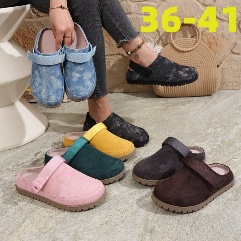 Slip On Mule Flat - 新しいレディーススエードミュール、マルチカラーバックルストラップ、チャンキーソール、快適なカジュアルデイリーウェア、夏用プラットフォームスリッポンスリッパ