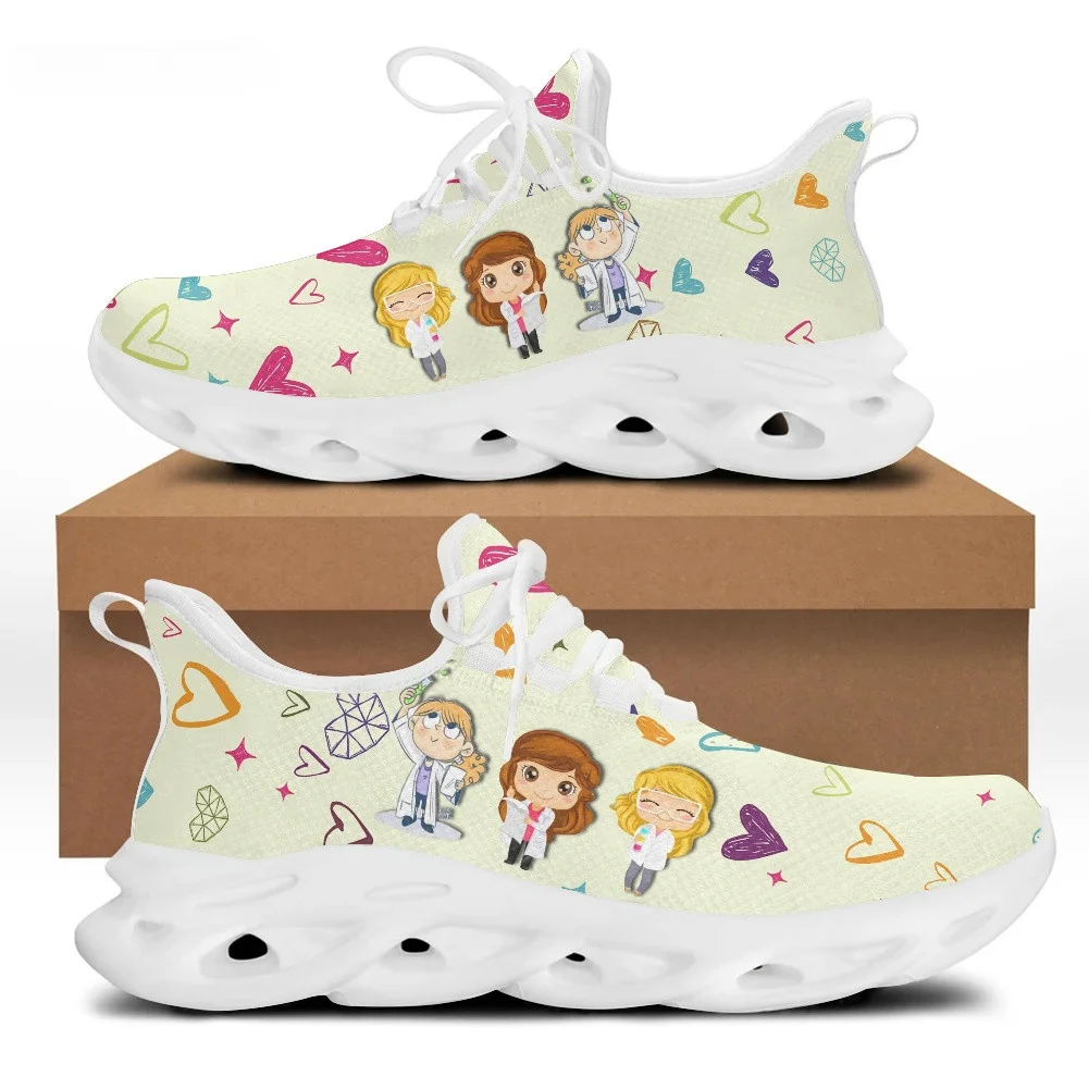 Mesh Sneaker Women - かわいい漫画ドクターナースシューズ女性用ライトメッシュ春夏女性フラットスニーカーレースアップ履物女性用