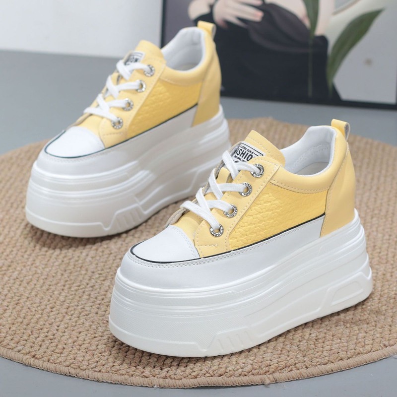 Platform Sneakers Chunky - 2026年新作 10cm 本革 快適 通気性のある隠しヒール フラット