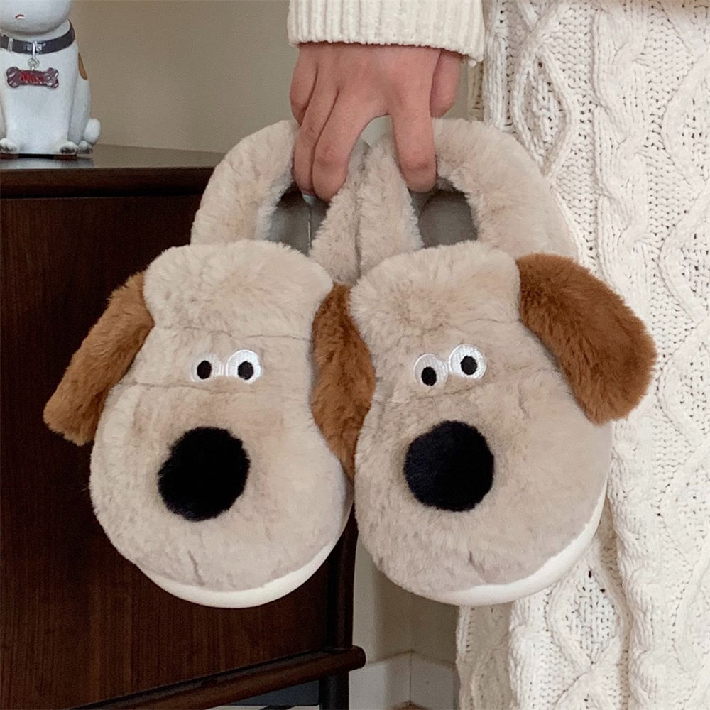 Fluffy Fur Slipper - Size36-45抱擁犬スリッパ女の子ふわふわ暖かいスライドスリッパ女性抱擁動物フラットシューズ2022インホット厚手の毛皮のスリッパ
