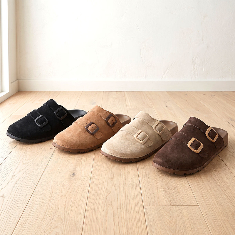 Slip On Mule Flat - ユニセックス春夏カジュアルクロッグ、女性用ミュール、男性用スリップオンバックルスライド、カップル用フラットウォーキングシューズ