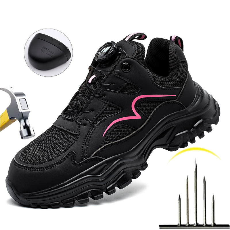 Mesh Sneaker Women - 女性用作業靴 スチールトゥシューズ 軽量で壊れにくい安全靴 スリップオンタイプ 耐パンク性 ハイキングスニーカー