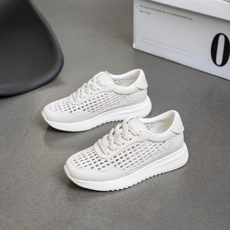 レザーメッシュホワイトシューズレディース夏新作通気性スカート - Mesh Sneaker Women のレビューと価格