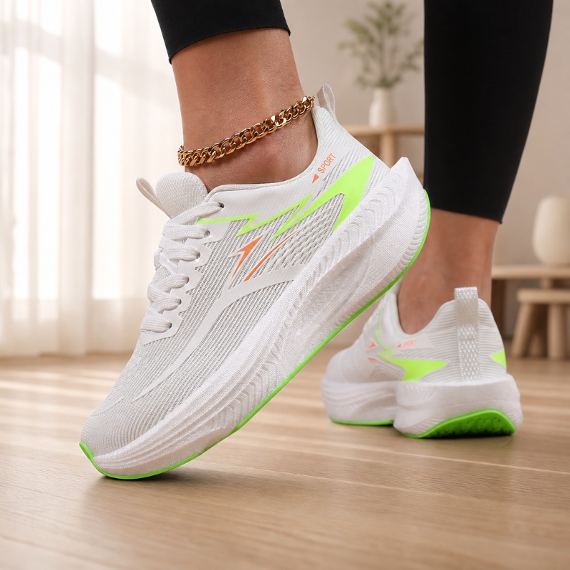 女性ワイドトゥスニーカー通気性ニットメッシュコンフォートフラ - Women'S Shoes X Wide のレビューと価格