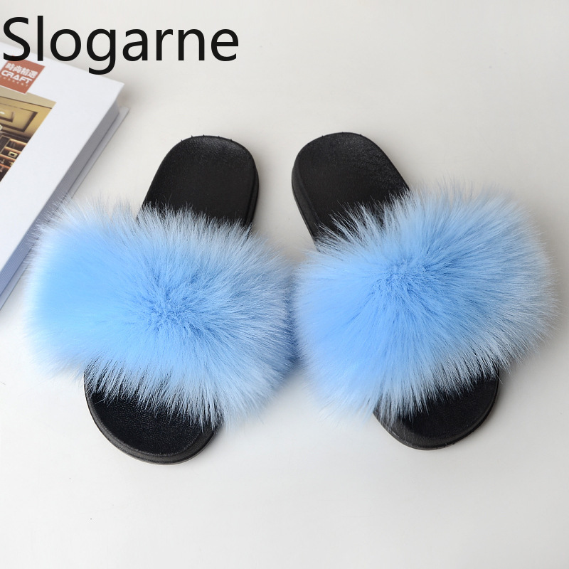 夏用フェイクフォックスファースリッパ、プラスサイズ、女性用ラ - Fluffy Fur Slipper のレビューと価格