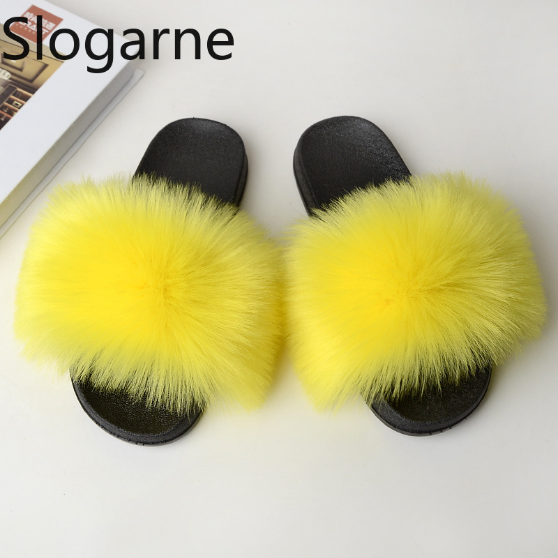 夏用フェイクフォックスファースリッパ、プラスサイズ、女性用ラ - Fluffy Fur Slipper のレビューと価格