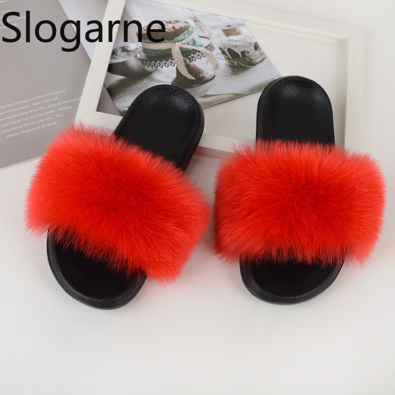 夏用フェイクフォックスファースリッパ、プラスサイズ、女性用ラ - Fluffy Fur Slipper のレビューと価格