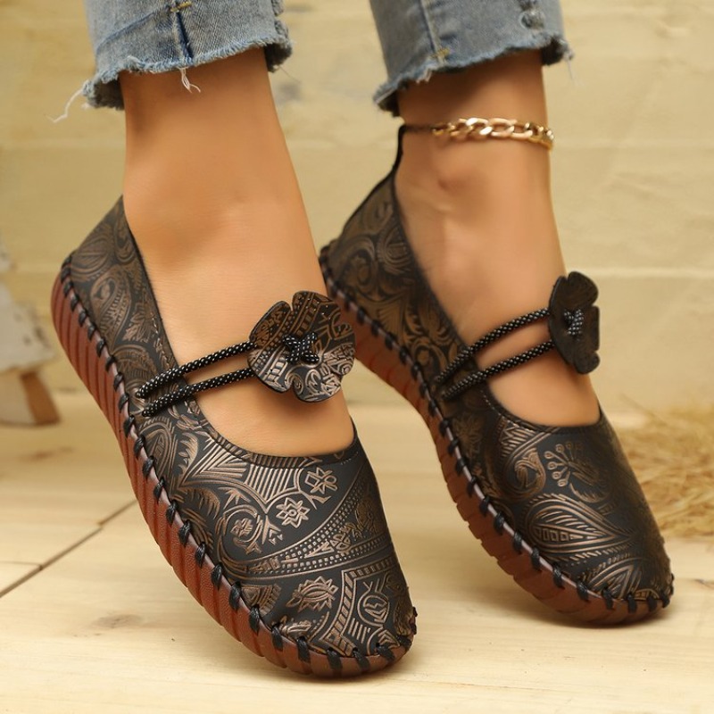 ソフトソールレディースシングルシューズ秋用多用途快適ラウンド - Women Shoes Loafers のレビューと価格