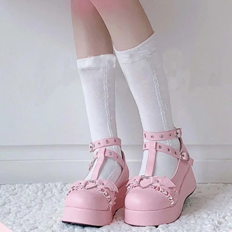 新しいスイートハートバックルウェッジメアリージェーンズ女性ピ - Platform Sneakers Chunky のレビューと価格