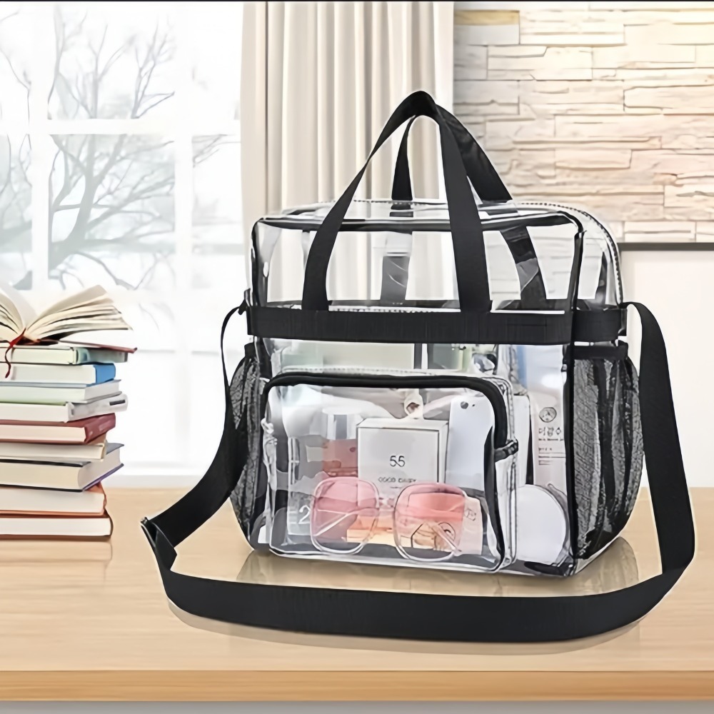 クリアトートバッグ ヘビーデューティー プラスチック製 透明 - Women Shoes Zipper のレビューと価格