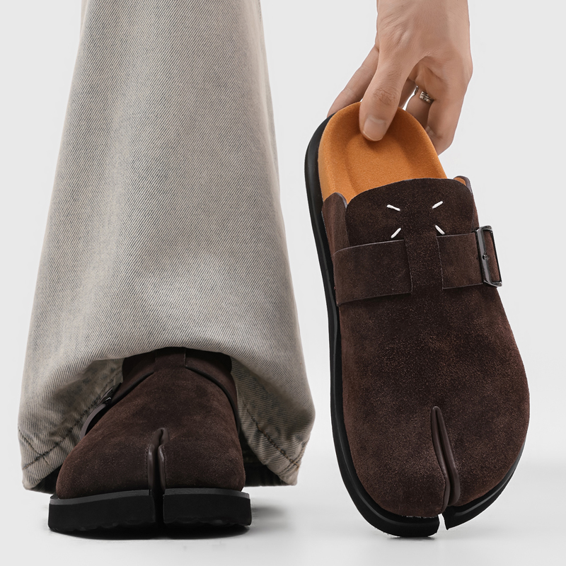 最新のトレンドメンズスプリットトゥミュールシューズ、高品質メ - Slip On Mule Flat のレビューと価格