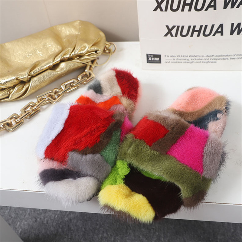 女性のふわふわスリッパ冬のホームスリッパ暖かい豪華なミンクの - Fluffy Fur Slipper のレビューと価格