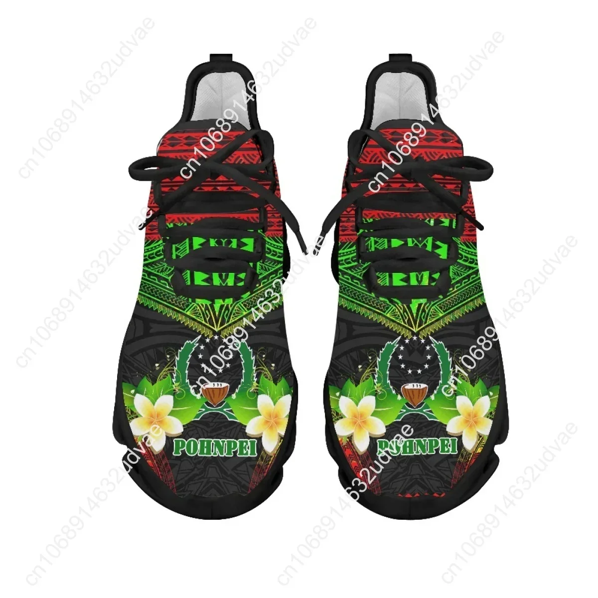ポリネシアポンペイプルメリアデザインレディースクッションメッ - Mesh Sneaker Women のレビューと価格
