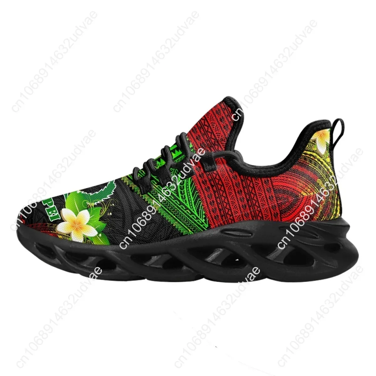ポリネシアポンペイプルメリアデザインレディースクッションメッ - Mesh Sneaker Women のレビューと価格