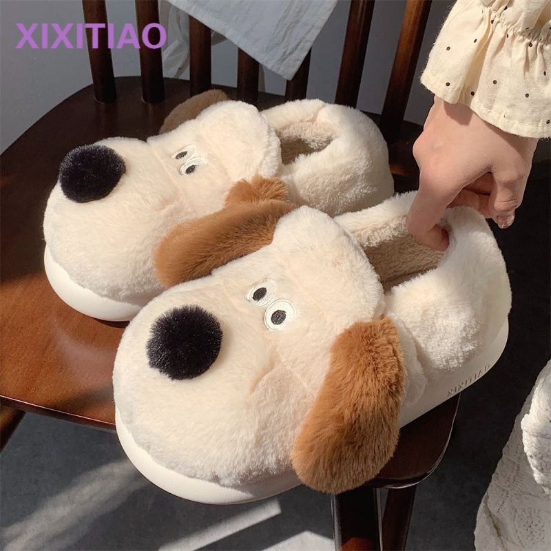 Size36-45抱擁犬スリッパ女の子ふわふわ暖かいスライド - Fluffy Fur Slipper のレビューと価格