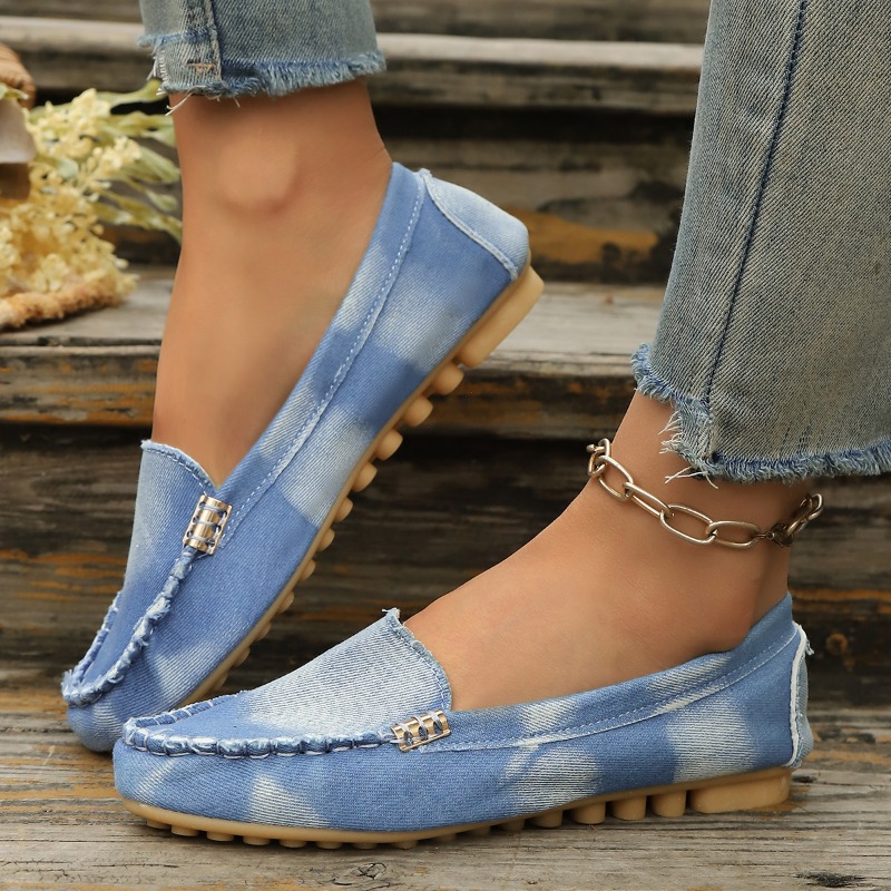 ファッションライトブルーデニムモカシン、メタルバックル付きス - Women Shoes Loafers のレビューと価格