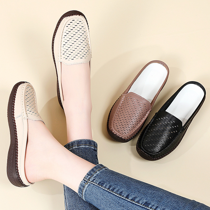 プラスサイズ 36-43 春夏 通気性のあるラウンドトゥ ホ - Slip On Mule Flat のレビューと価格