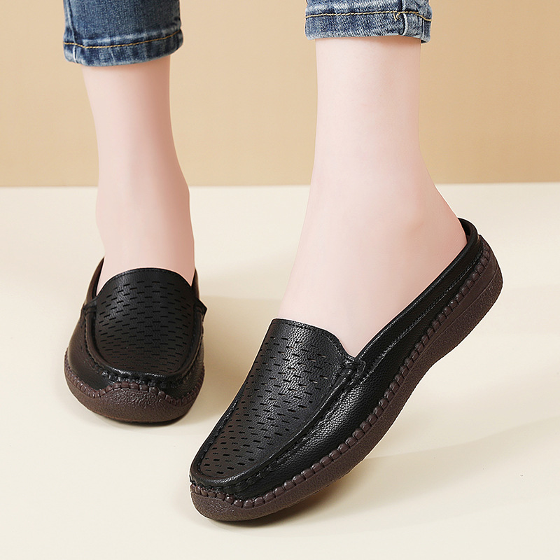 プラスサイズ 36-43 春夏 通気性のあるラウンドトゥ ホ - Slip On Mule Flat のレビューと価格