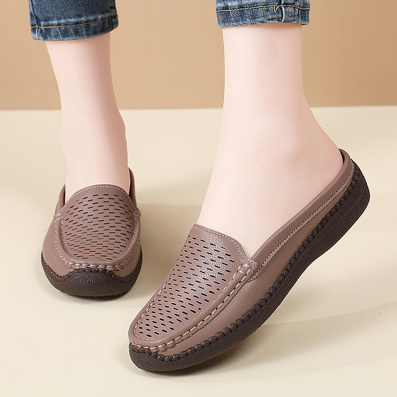 プラスサイズ 36-43 春夏 通気性のあるラウンドトゥ ホ - Slip On Mule Flat のレビューと価格