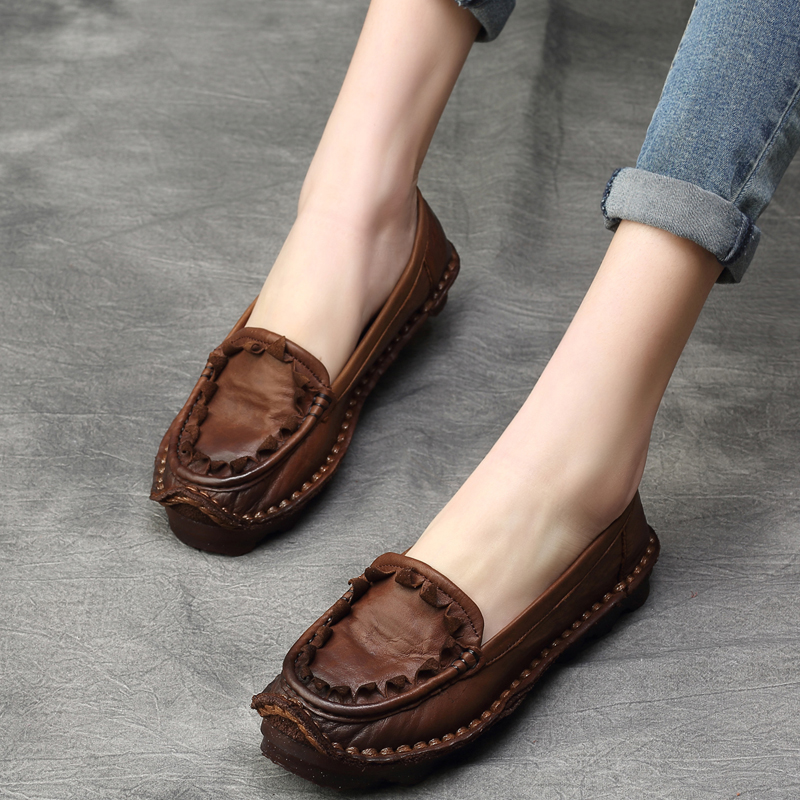 2026年春新作 エスニックスタイル レトロ牛革 ソフトトレ - Women Shoes Loafers のレビューと価格