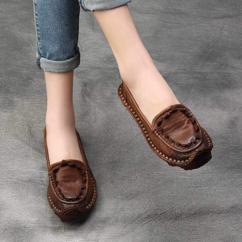 2026年春新作 エスニックスタイル レトロ牛革 ソフトトレ - Women Shoes Loafers のレビューと価格