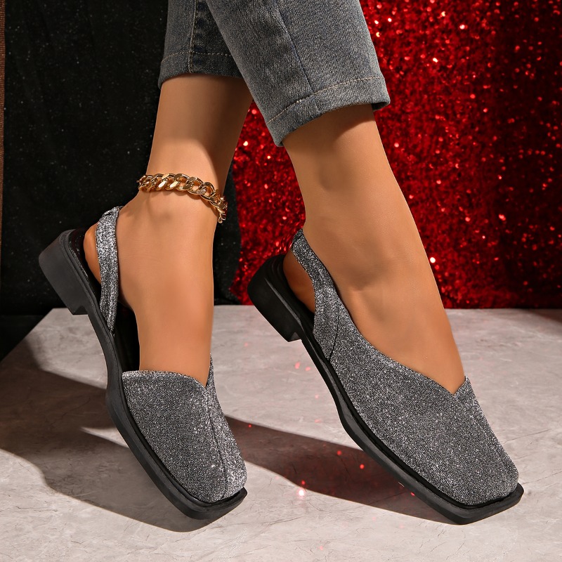 エレガントなグリッタースリングバックフラットシューズ（レディ - Women Shoes Loafers のレビューと価格