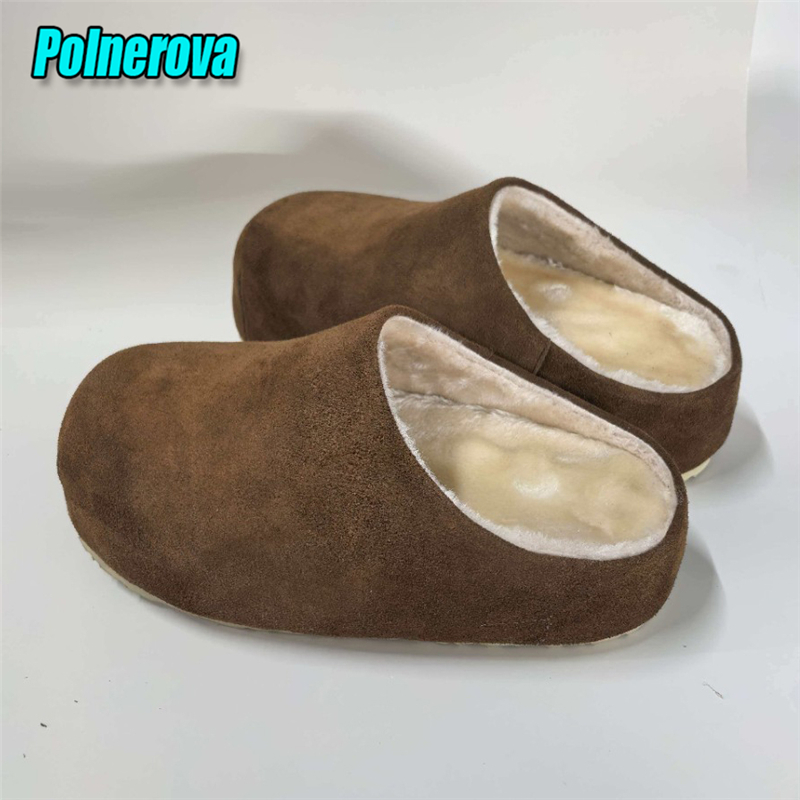 スエードふわふわ厚底ハーフスリッパ メンズ レディース 秋冬 - Slip On Mule Flat のレビューと価格